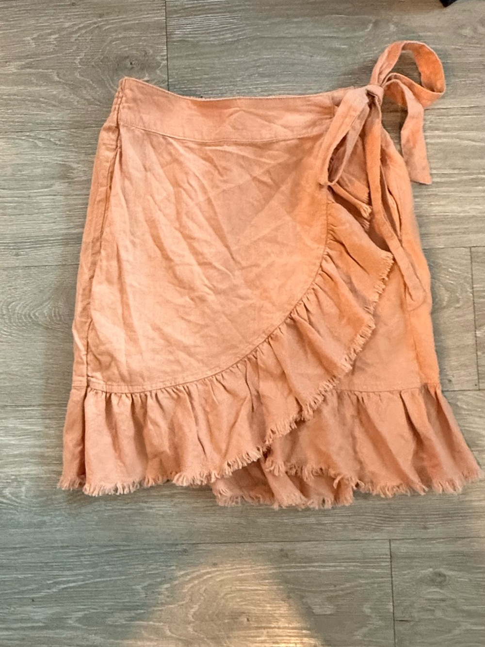 Cato Peach Asymmetrical Wrap Ruffle Skirt - Picture 2 of 7